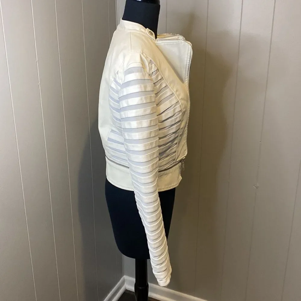 Azalea Wang Medium Moto Jacket Double Zip Up Zipper Hem Satiny Lining